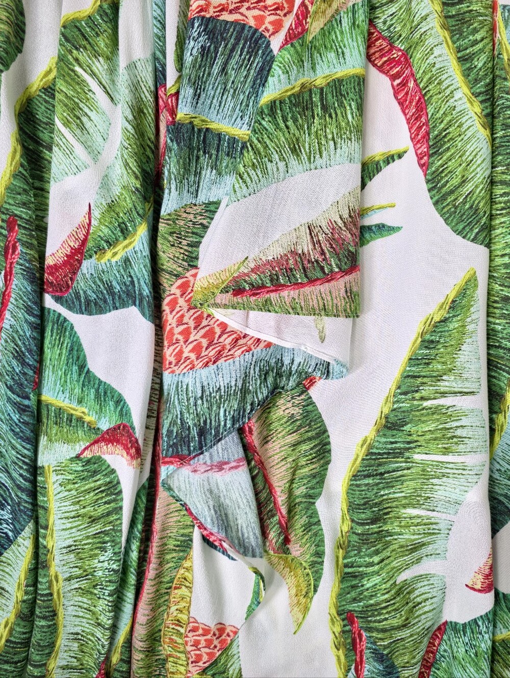FARM Rio Pineapple Tropical Maxi Dress Womens S White Green Long Sleeve V Neck - Picture 11 of 12